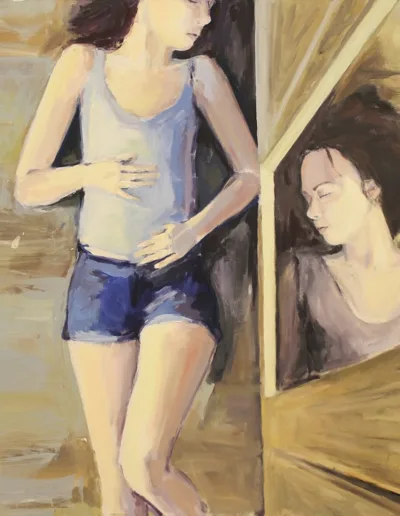 Natálie Teperová u zrcadla / akryl na plátně / 120x140cm / 4. roč. 2015