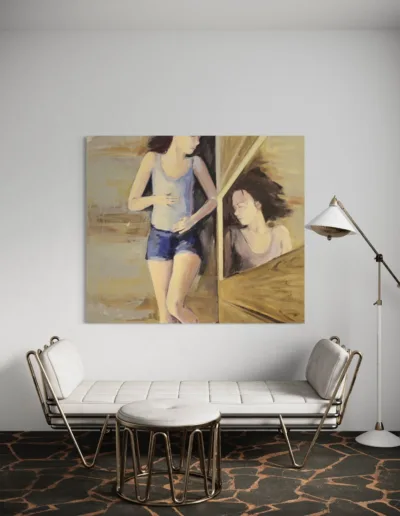 Natálie Teperová u zrcadla / akryl na plátně / 120x140cm / 4. roč. 2015